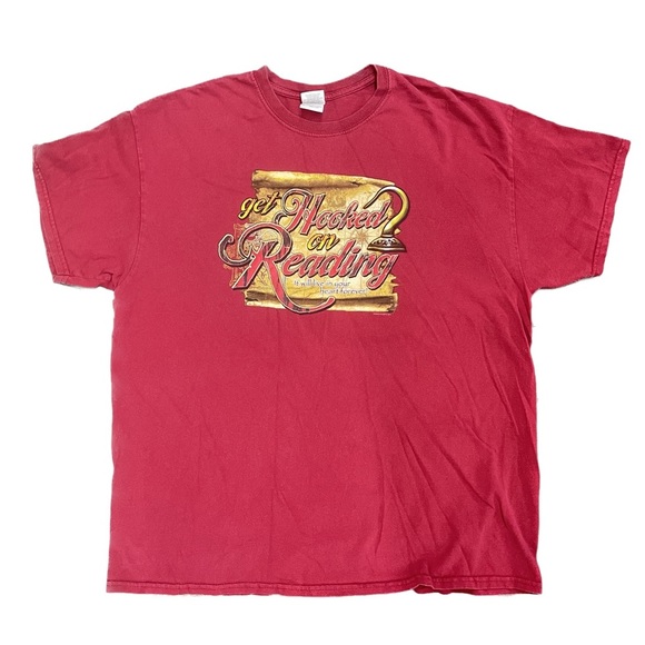 Vintage Hooked On Reading Peter Pan Hook T-Shirt Size XL - Picture 1 of 4